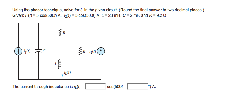 Solved Using The Phasor Technique Solve For I In The Given Chegg