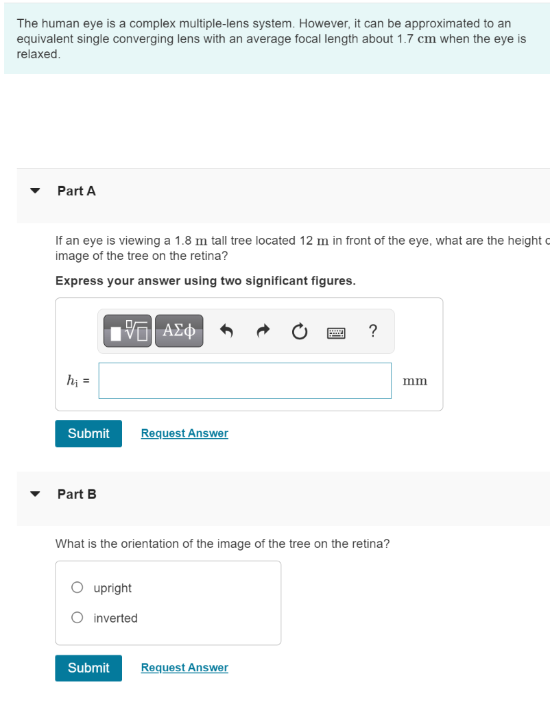 Solved The Human Eye Is A Complex Multiple Lens System Chegg