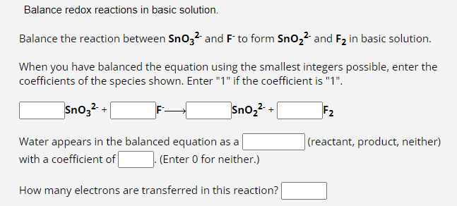 Solved Balance Redox Reactions In Basic Solution Balance Chegg