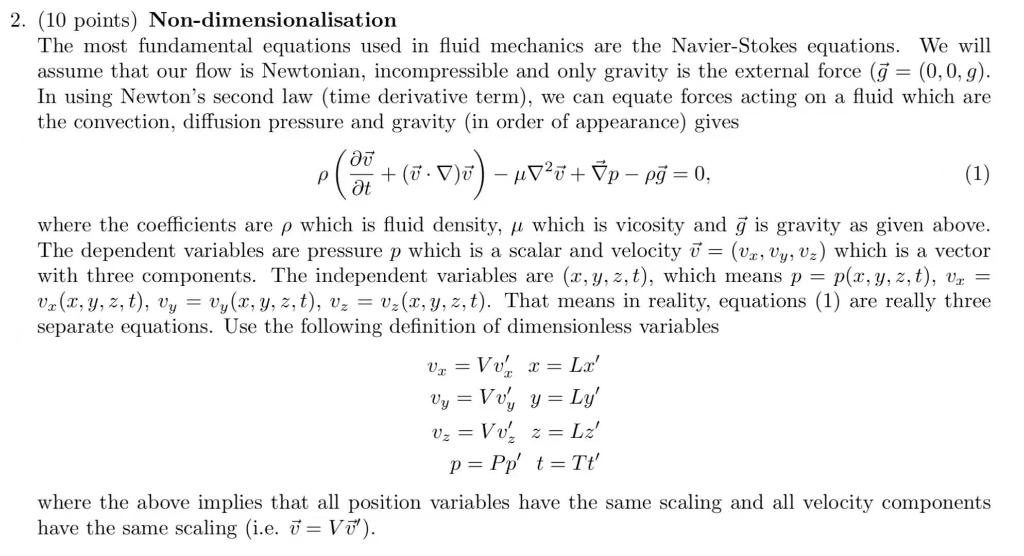 Solved Points Non Dimensionalisation The Most Chegg