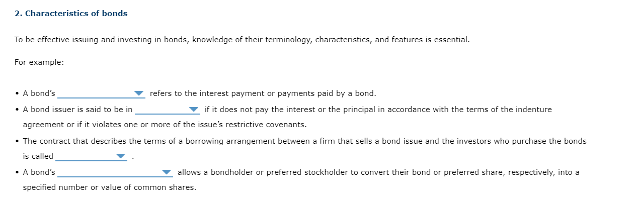 Solved Characteristics Of Bonds To Be Effective Issuing Chegg