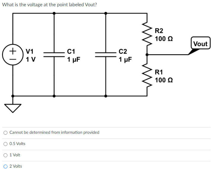 Solved What Is The Voltage At The Point Labeled Vout R Chegg