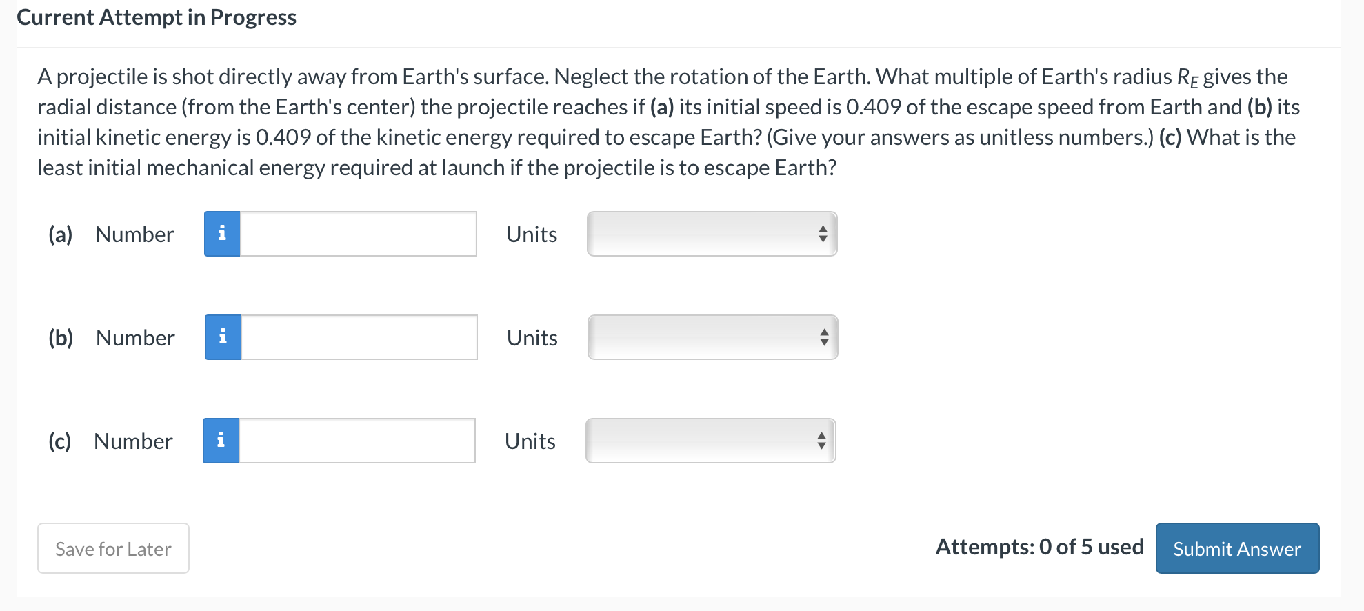 Solved A Projectile Is Shot Directly Away From Earth S Chegg