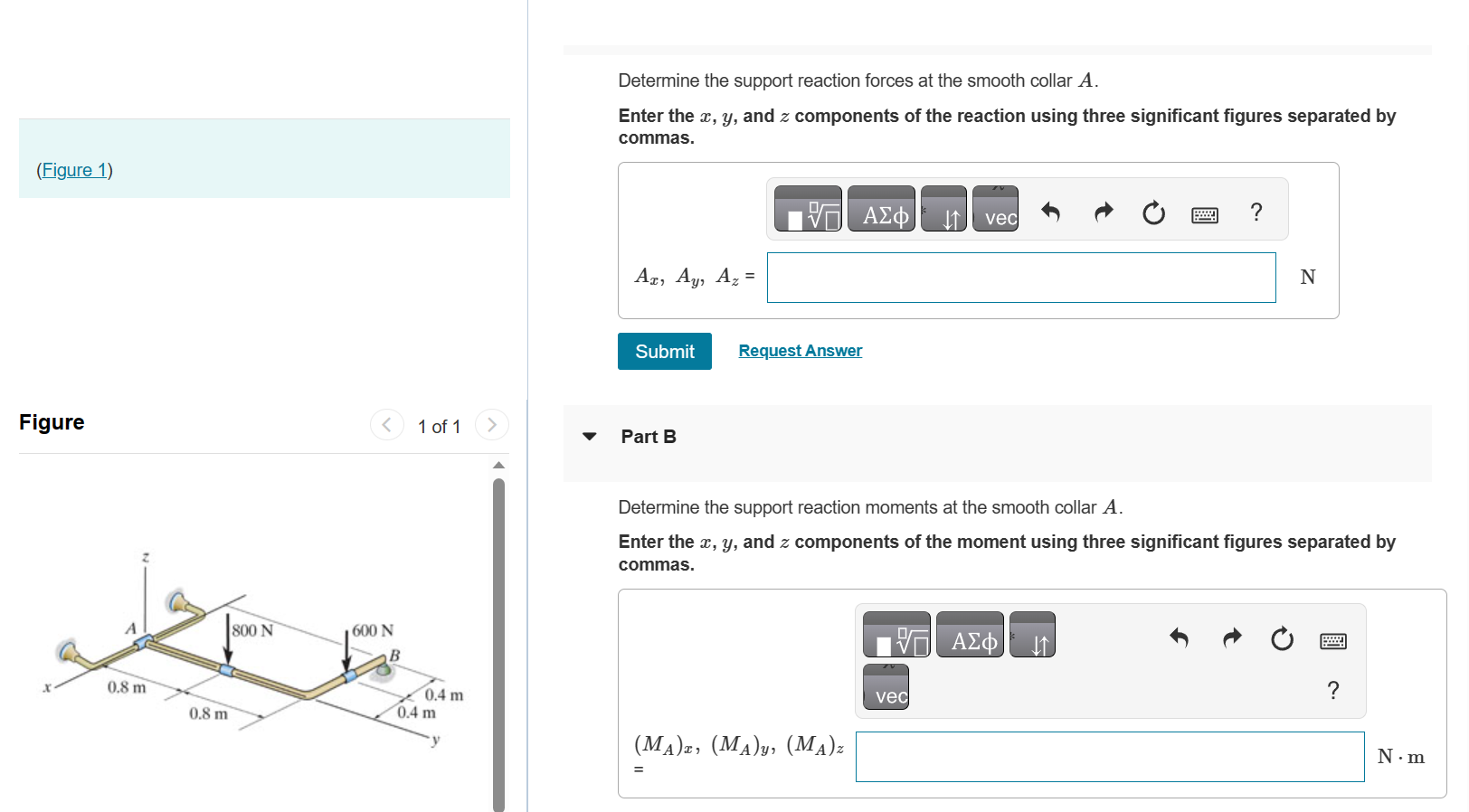 Solved Determine The Support Reaction Forces At The Smooth Chegg