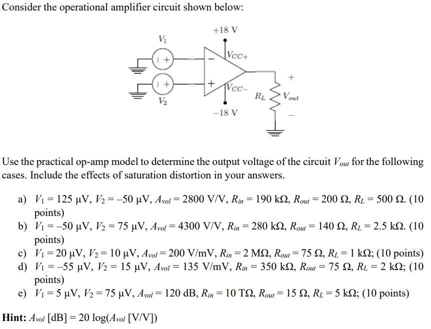 Solved Consider The Operational Amplifier Circuit Shown Chegg