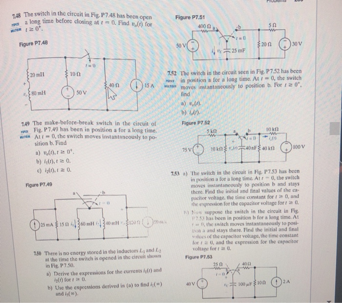 Solved The Switch In The Circuit In Fig P Has Been Open Chegg