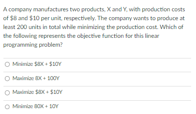 Solved A Company Manufactures Two Products X And Y With Chegg