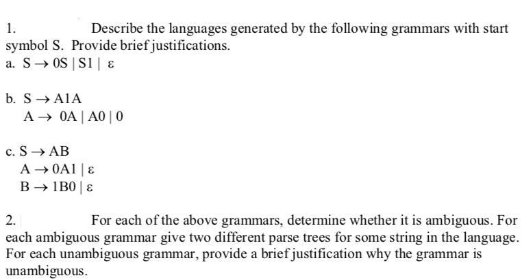 Solved Describe The Languages Generated By The Following Chegg