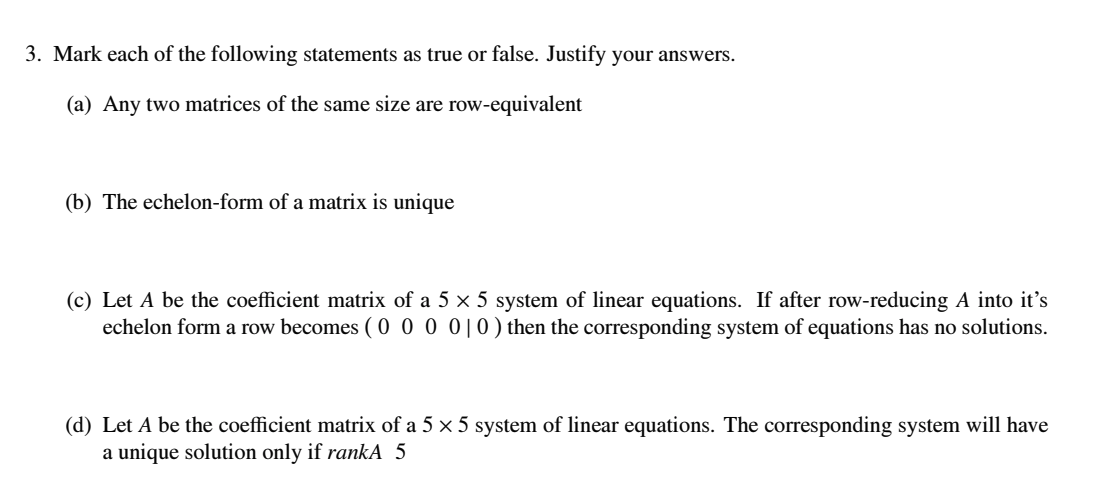 Solved Mark Each Of The Following Statements As True Or Chegg