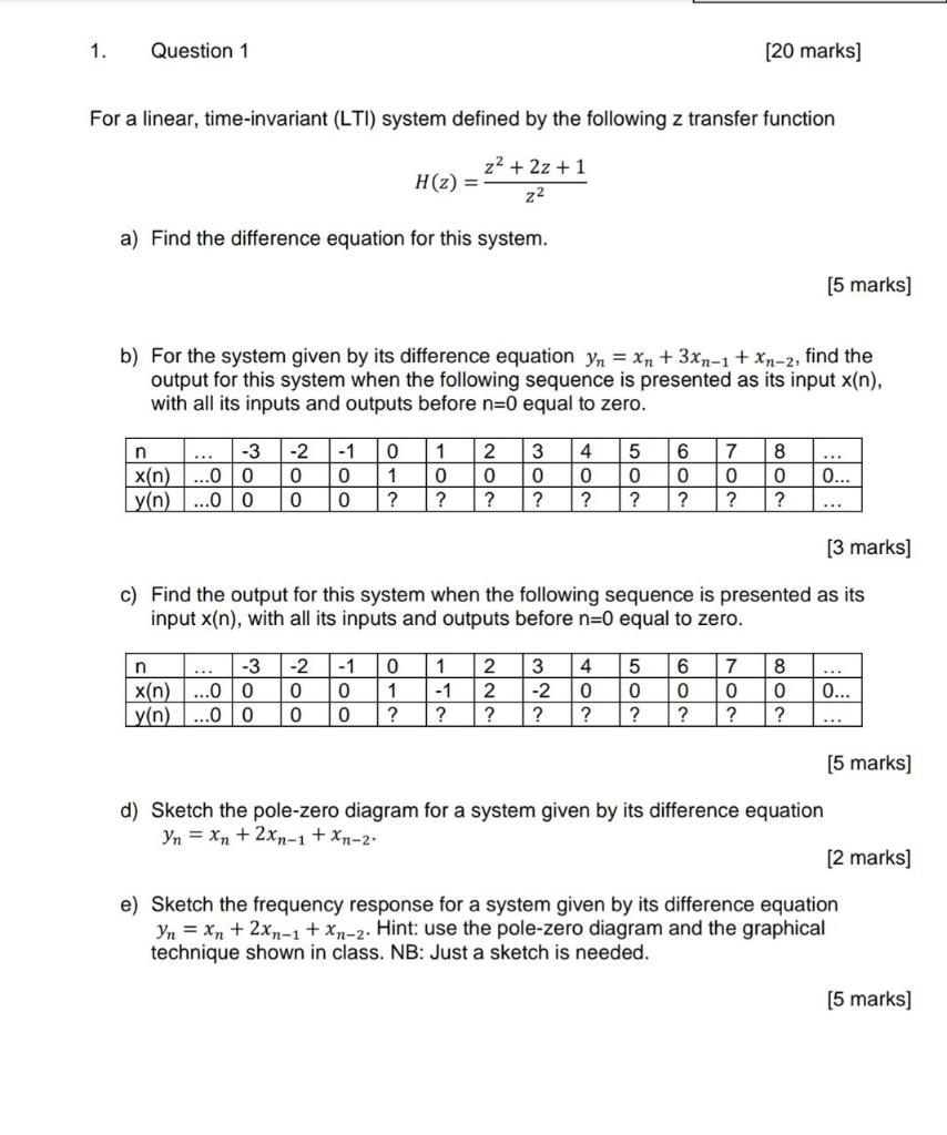 Solved Question Marks For A Linear Time Invariant Chegg