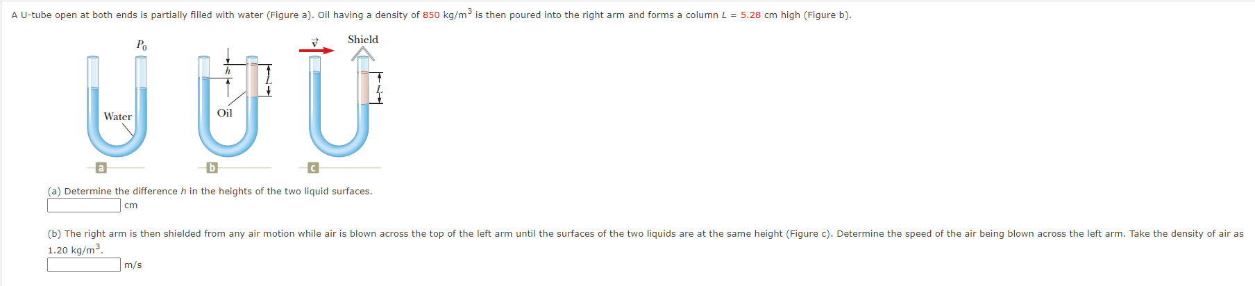 Solved A U Tube Open At Both Ends Is Partially Filled With Chegg