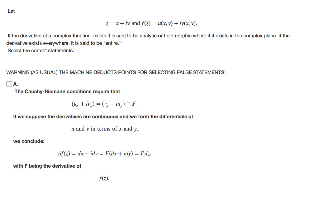 Solved Let Z X Iy And F Z U X Y V X Y If The Chegg