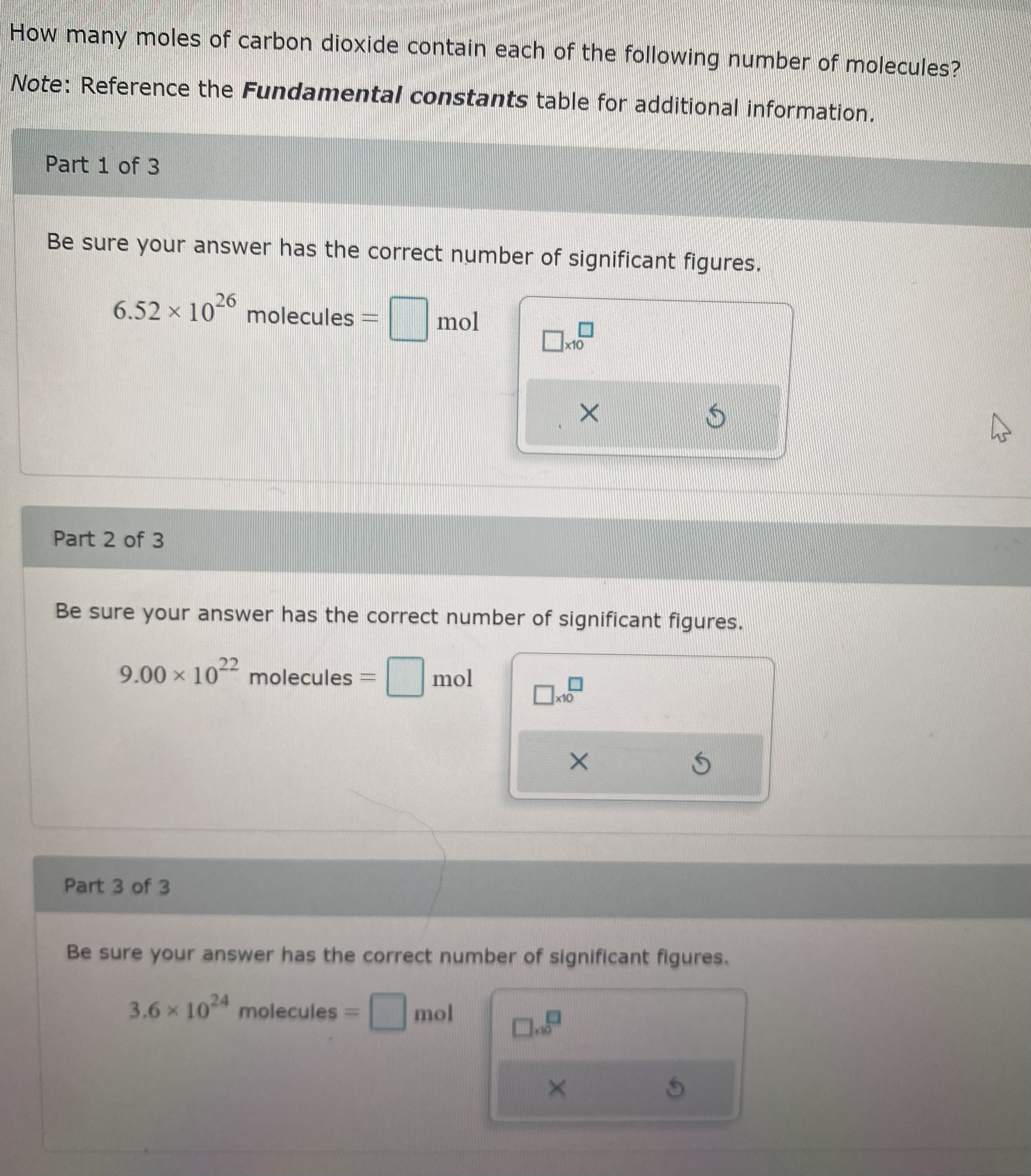 Solved How Many Moles Of Carbon Dioxide Contain Each Of The Chegg