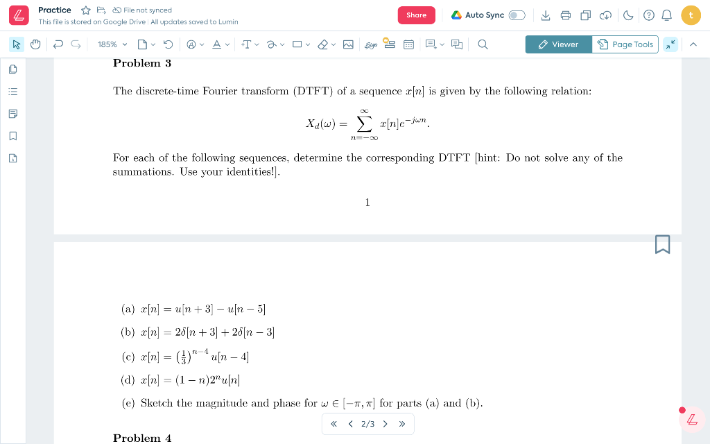 Solved The Discrete Time Fourier Transform Dtft Of A Chegg