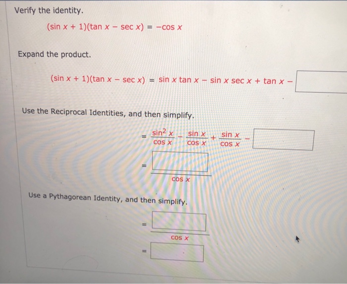 Solved Verify The Identity Sin X 1 Tan X Sec X Cos X Chegg