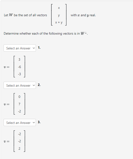 Solved Let W Be The Set Of All Vectors Xyx Y With X And Chegg