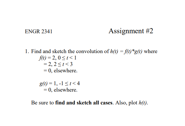 1 Find And Sketch The Convolution Of H T F T G T Chegg