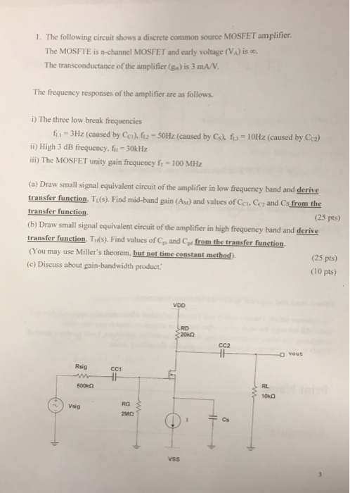 Solved The Following Circuit Shows A Discrete Common Chegg