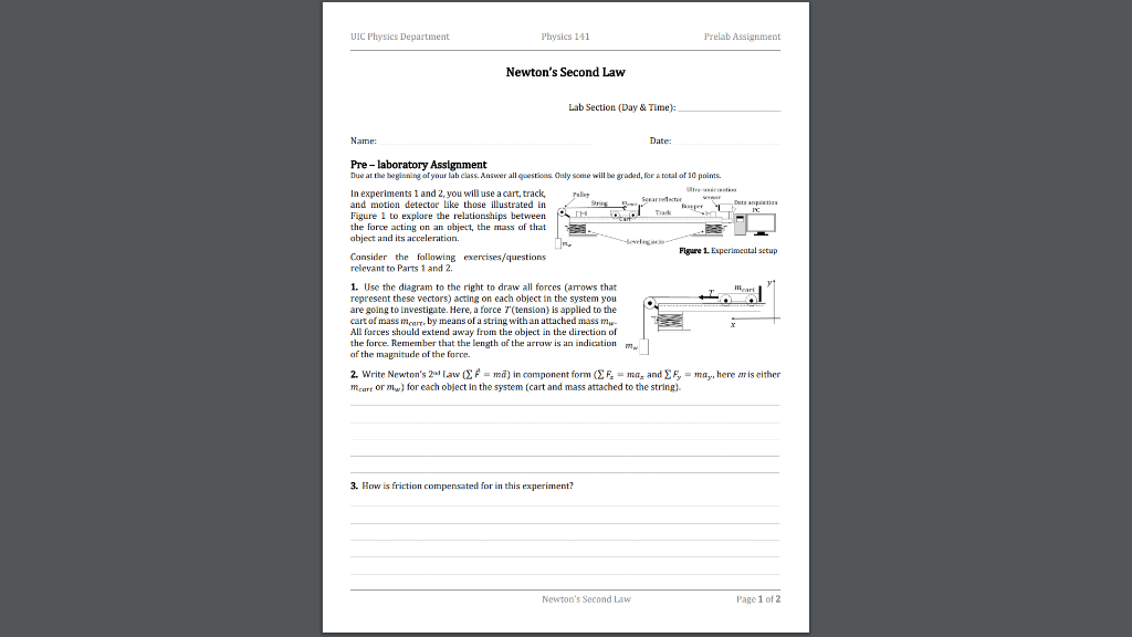 Solved Uic Physics Department Physics Prelab Assignment Chegg