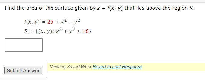 Solved Find The Area Of The Surface Given By Z F X Y Chegg