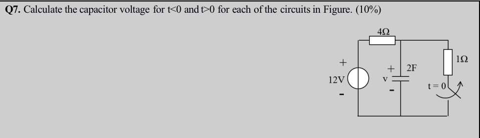 Solved Q7 Calculate The Capacitor Voltage For T 0 Chegg