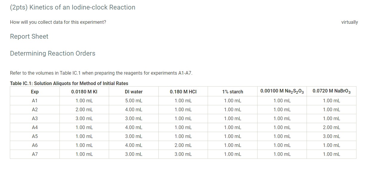 Report Table IC 2 Reaction Times For Hot And Cold Chegg