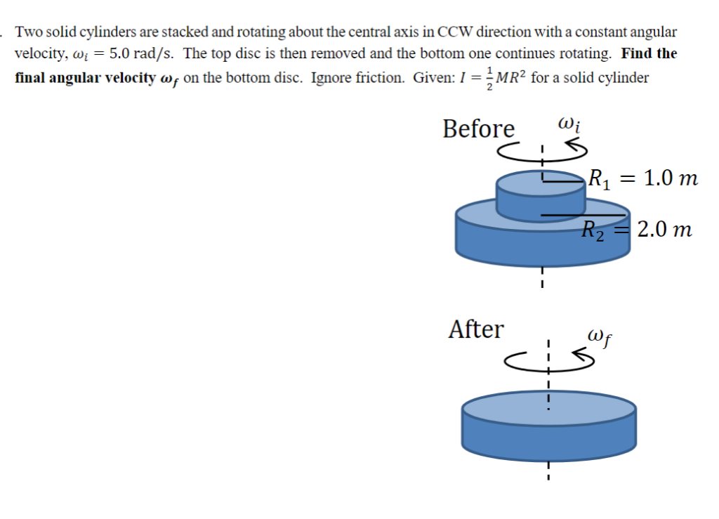 Solved Two Solid Cylinders Are Stacked And Rotating About Chegg