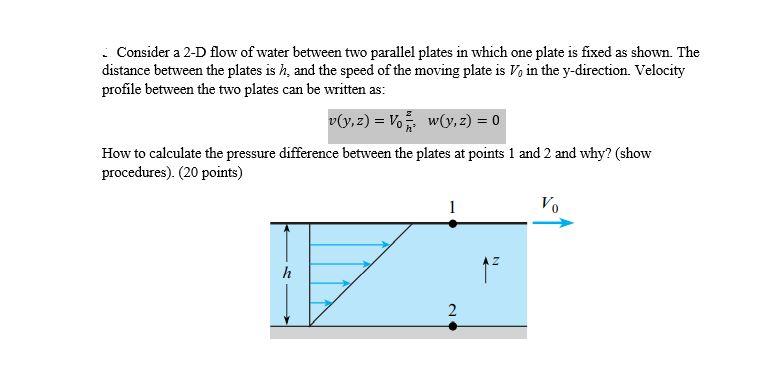 Solved Consider A D Flow Of Water Between Two Parallel Chegg