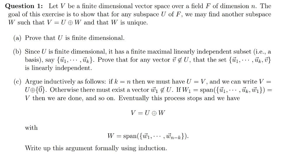 Solved Question 1 Let V Be A Finite Dimensional Vector Chegg