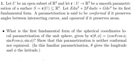 Solved 1 Let U be an open subset of R² and let r UR be a Chegg