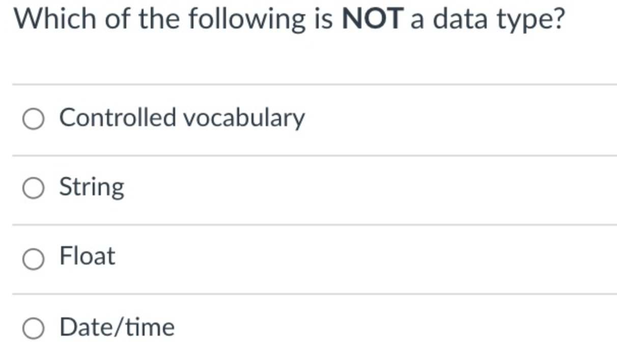 Solved Which Of The Following Is Not A Data Type Controlled Chegg