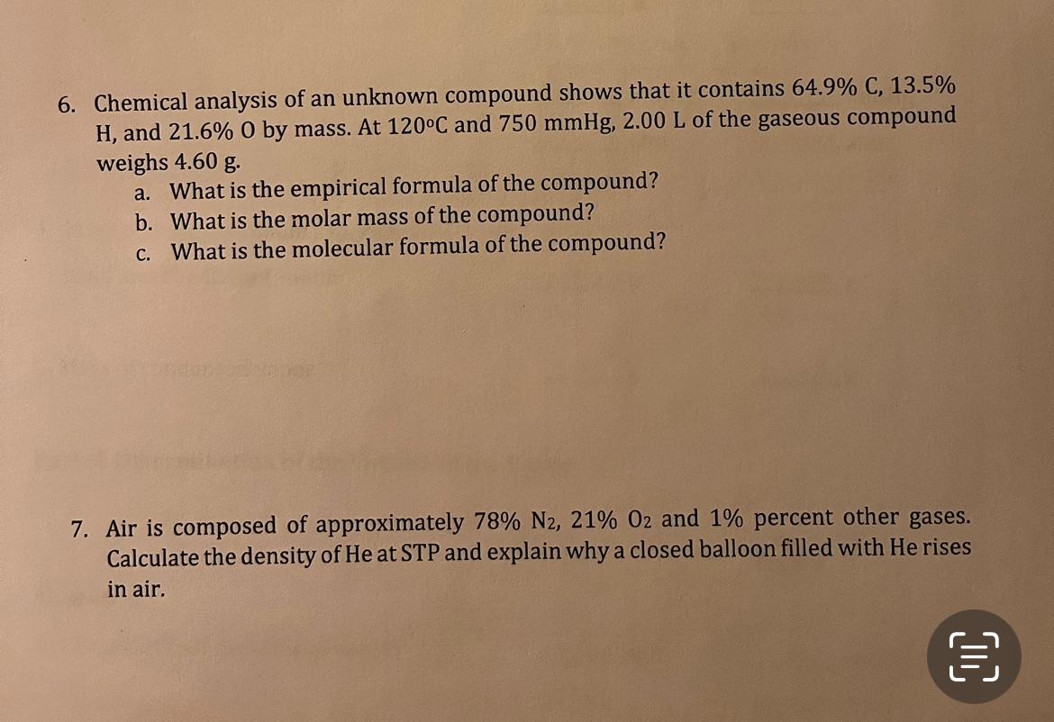 Solved In The Dumas Method For Determining The Molar Mass Of Chegg