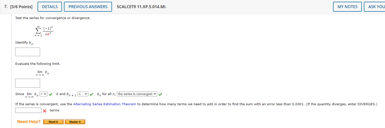 3 6 Points SCALCET9 11 XP 5 014 MI Test The Series Chegg