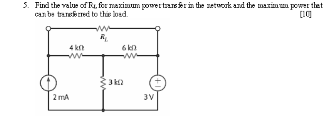 Solved Find The Value Of Rl For Maximum Power Transfer In Chegg