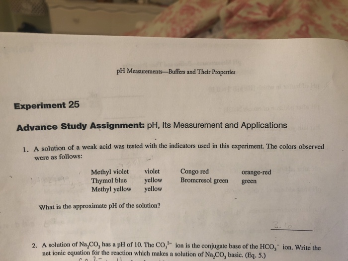 Solved PH Measurements Buffers And Their Properties Chegg