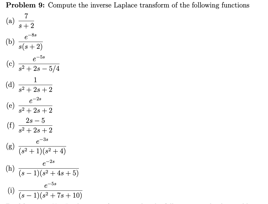 Solved Problem Compute The Inverse Laplace Transform Of Chegg