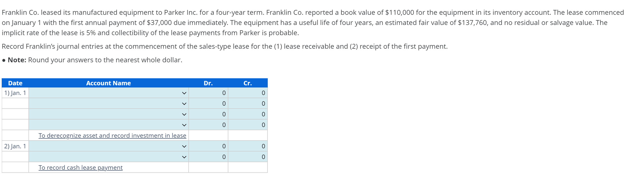 Solved Eranklin Co Leased Its Manufactured Equipment To Chegg