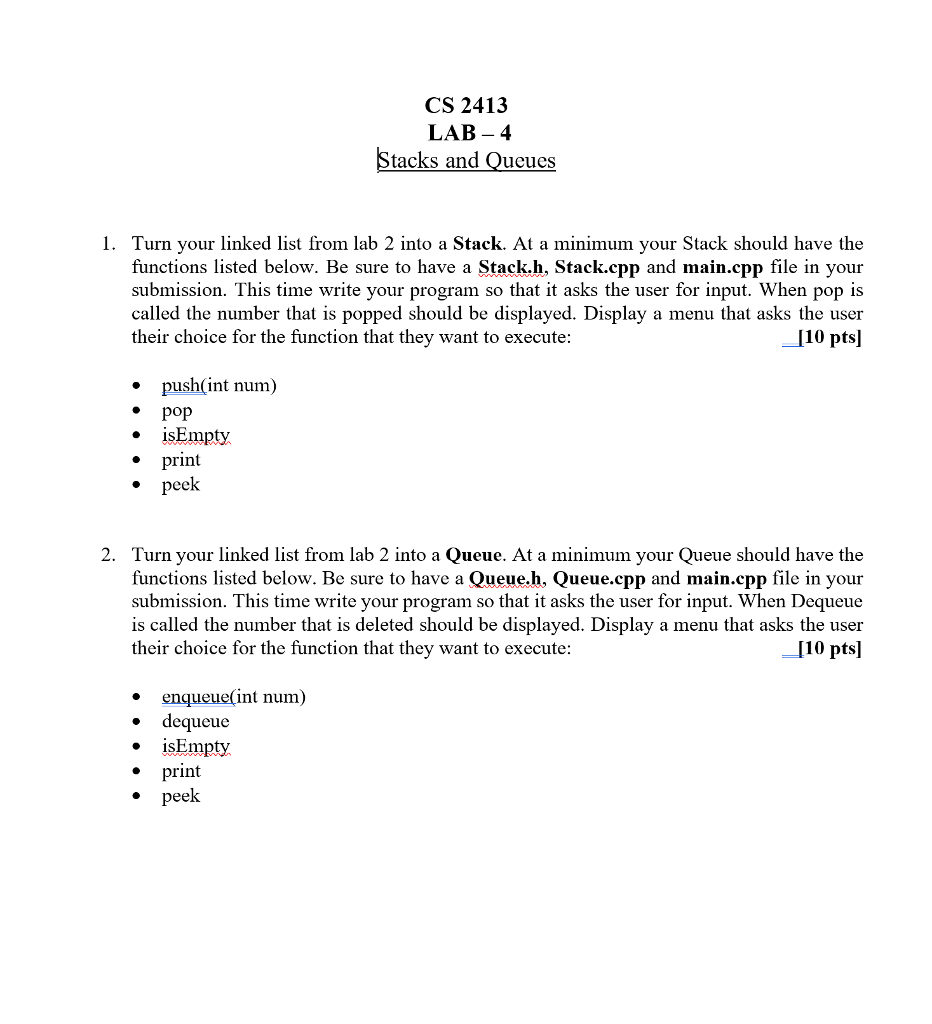Solved Cs Lab Stacks And Queues Turn Your Linked Chegg