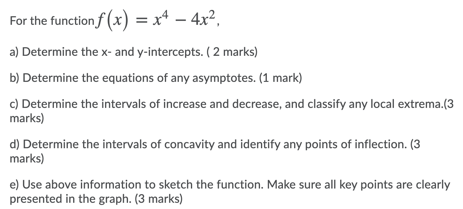 Solved For The Function F X X4 4x2 A Determine The Chegg