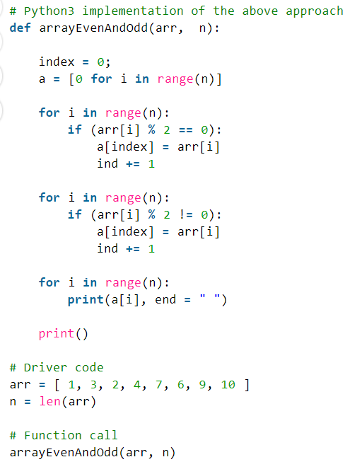 Solved Given An Array Arr Of Integers Segregate Even And Chegg