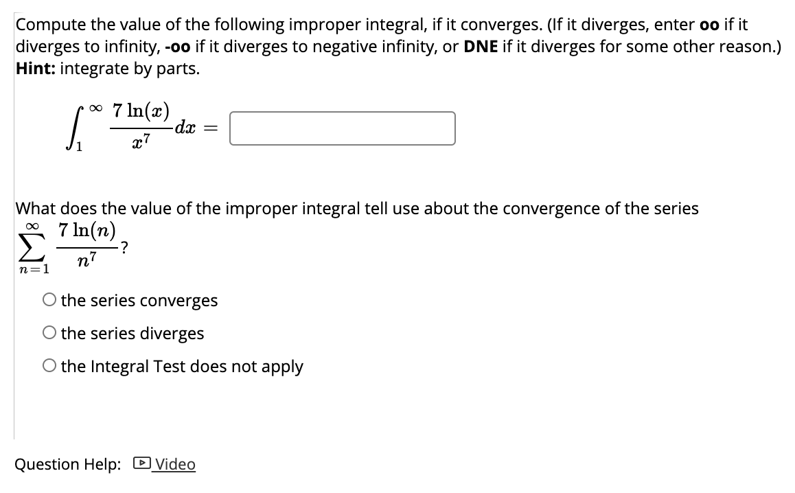 Solved Compute The Value Of The Following Improper Integral Chegg