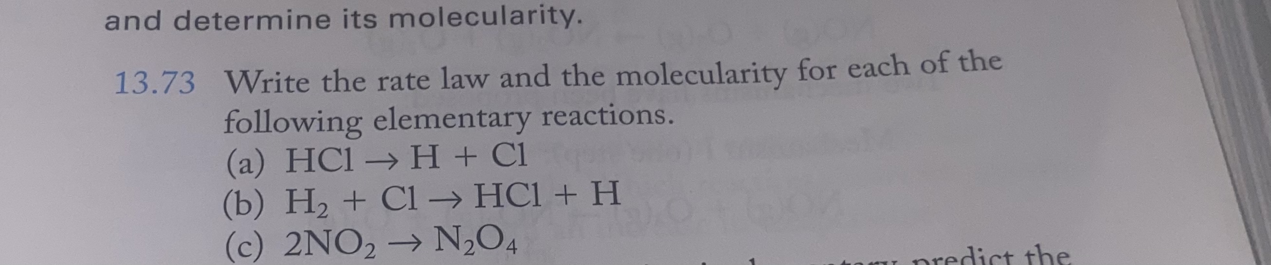 Solved 13 73 Write The Rate Law And The Molecularity For Chegg