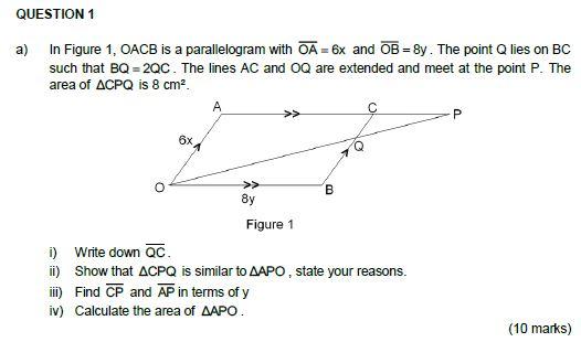 Solved Question A In Figure Oacb Is A Parallelogram Chegg