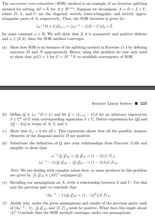 The Successive Over Relaxation SOR Method Is An Chegg