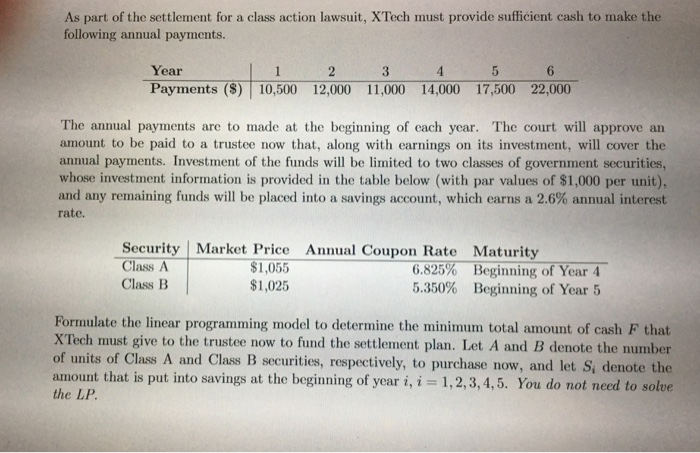 Solved As Part Of The Settlement For A Class Action Lawsuit Chegg