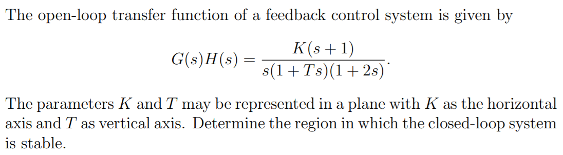 Solved The Open Loop Transfer Function Of A Feedback Control Chegg