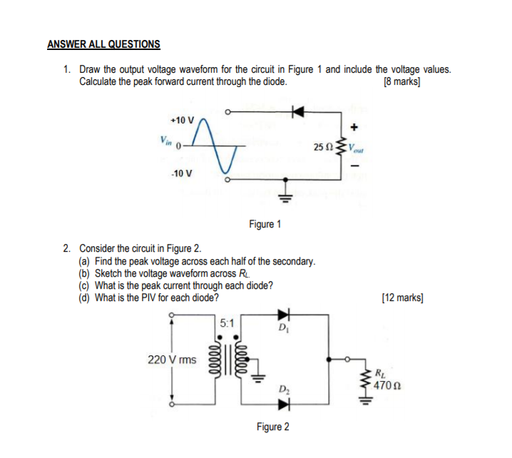 Solved Answer All Questions Draw The Output Voltage Chegg