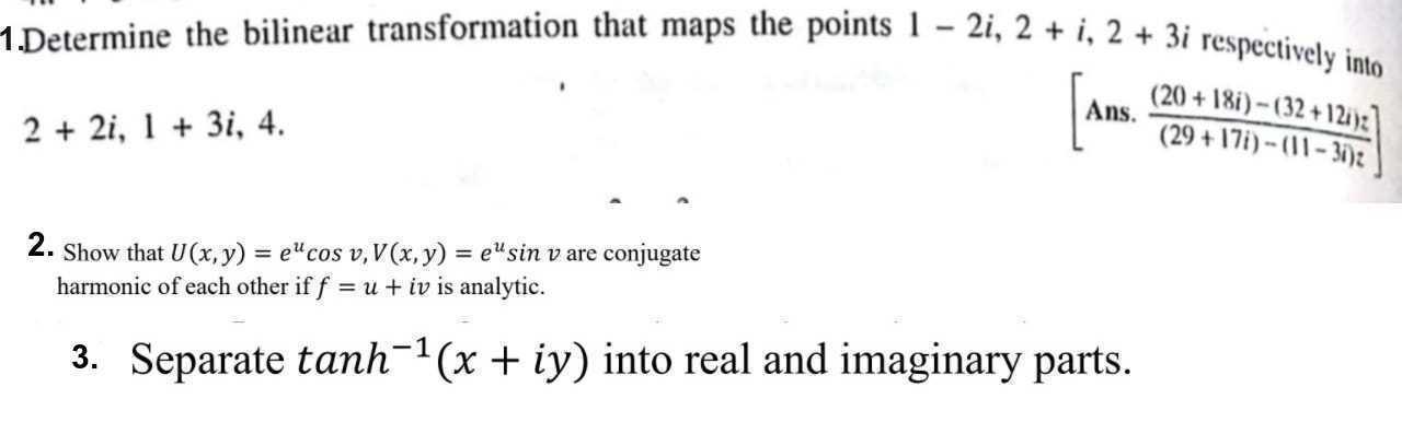 Solved Determine The Bilinear Transformation That Maps The Chegg