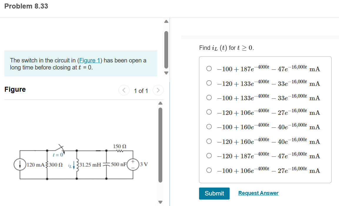 Solved Find IL T For T0 The Switch In The Circuit In Chegg