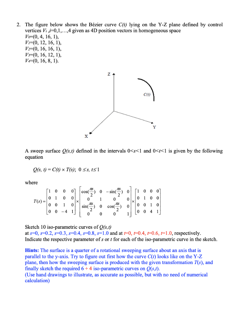 The Figure Below Shows The B Zier Curve C T Lying Chegg